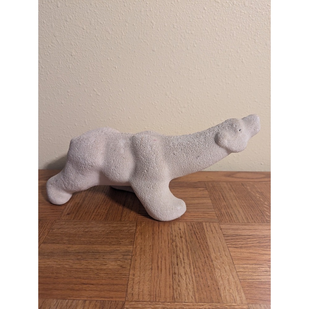 VINTAGE INUIT ESKIMO POLAR BEAR ART SCULPTURE Walking Bear Porcelain Textured - Picture 5 of 13